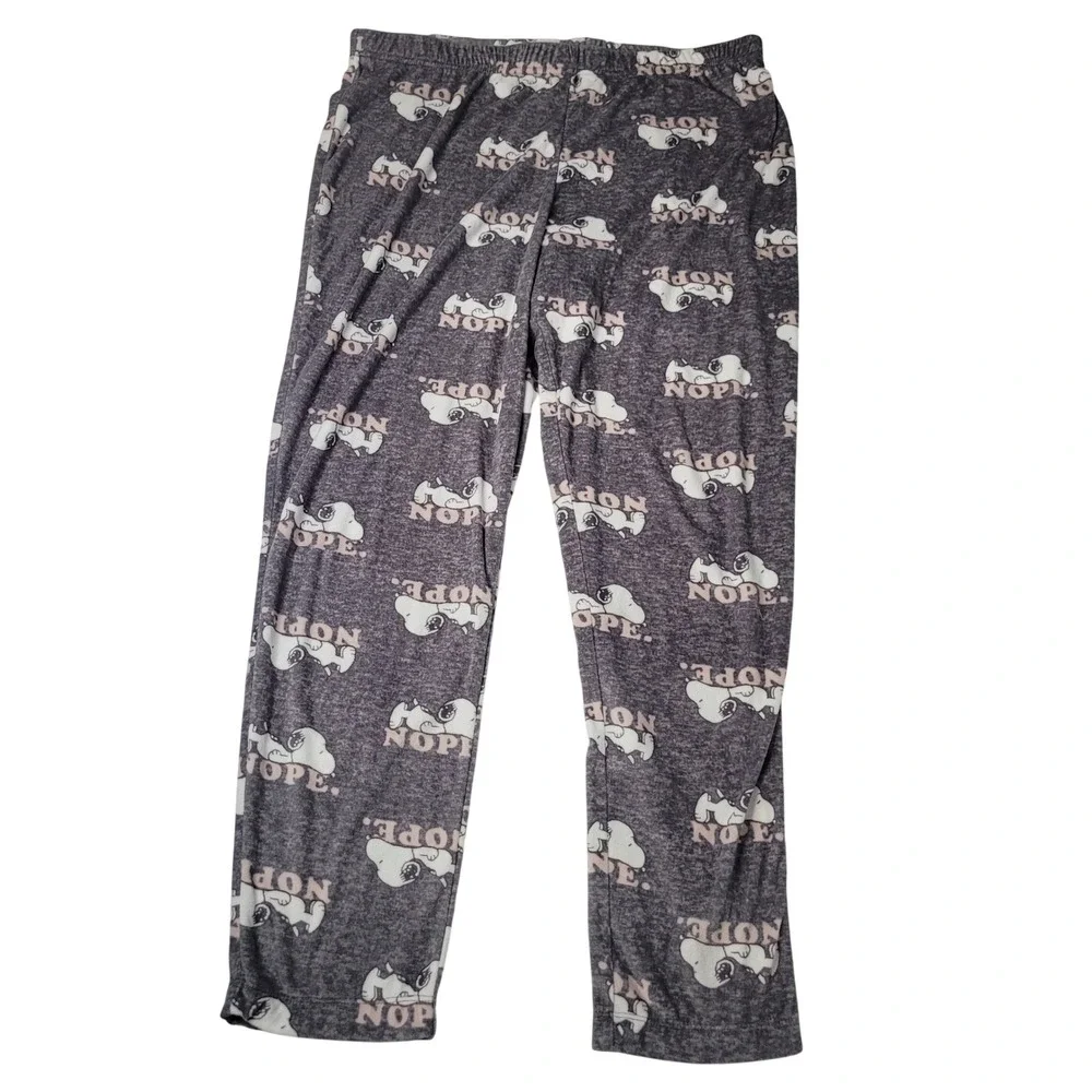 Peanuts Snoopy Nope Pajama Pants Girls Large 12-14 Gray Pink Sleepwear LZ40916SG